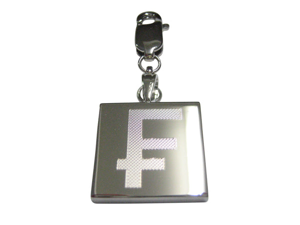 Silver Toned Etched Swiss Franc Currency Sign Pendant Zipper Pull Charm