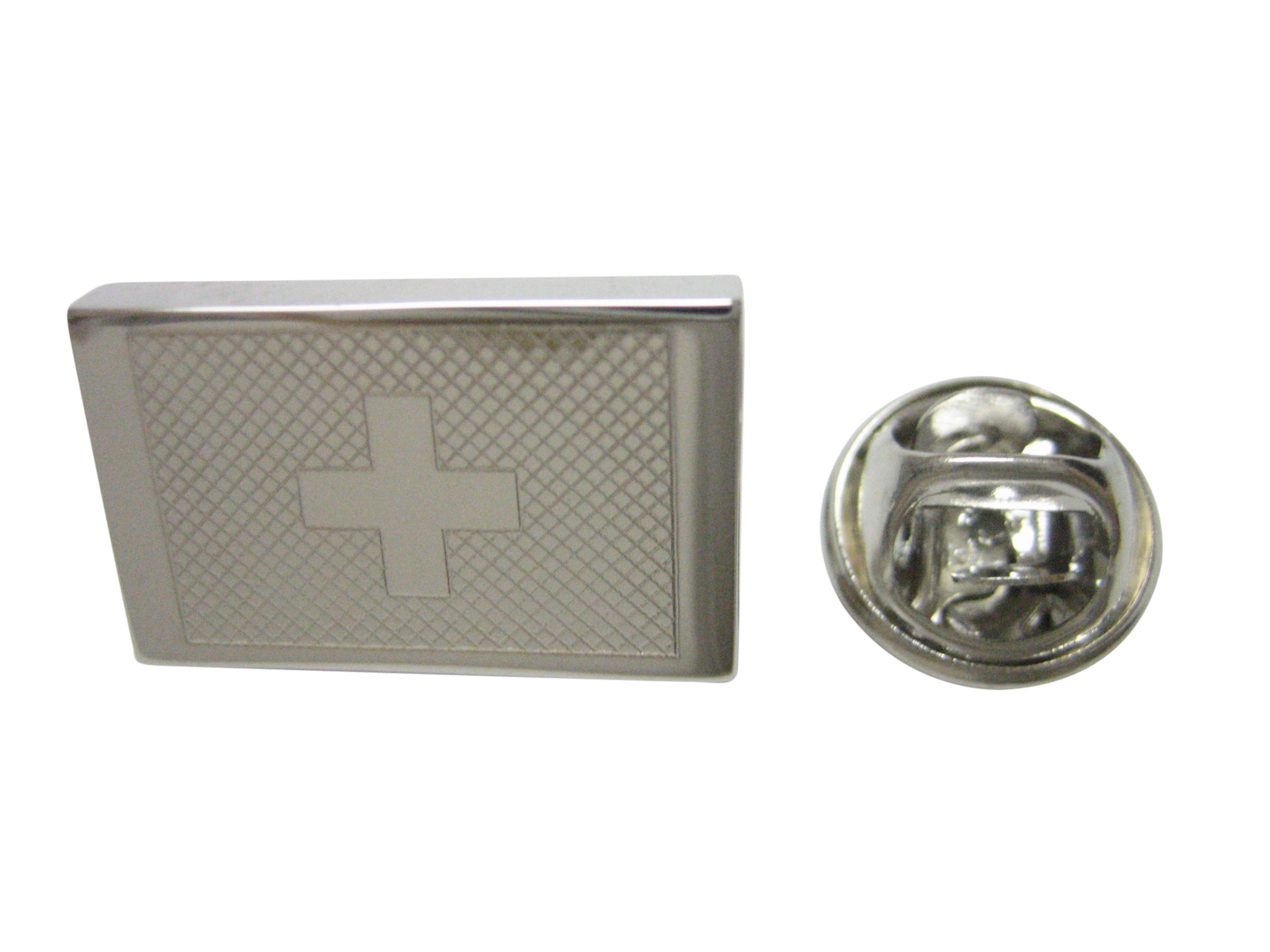 Silver Toned Etched Switzerland Flag Lapel Pin