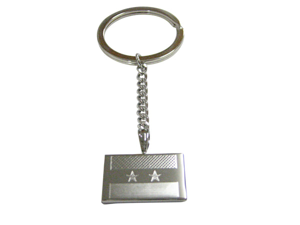 Silver Toned Etched Syria Flag Pendant Keychain