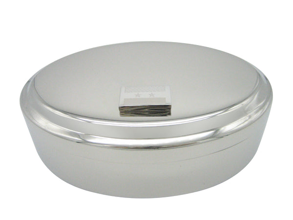 Silver Toned Etched Syria Flag Pendant Oval Trinket Jewelry Box