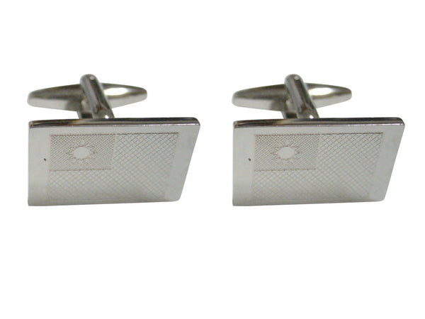 Silver Toned Etched Taiwan Flag Cufflinks