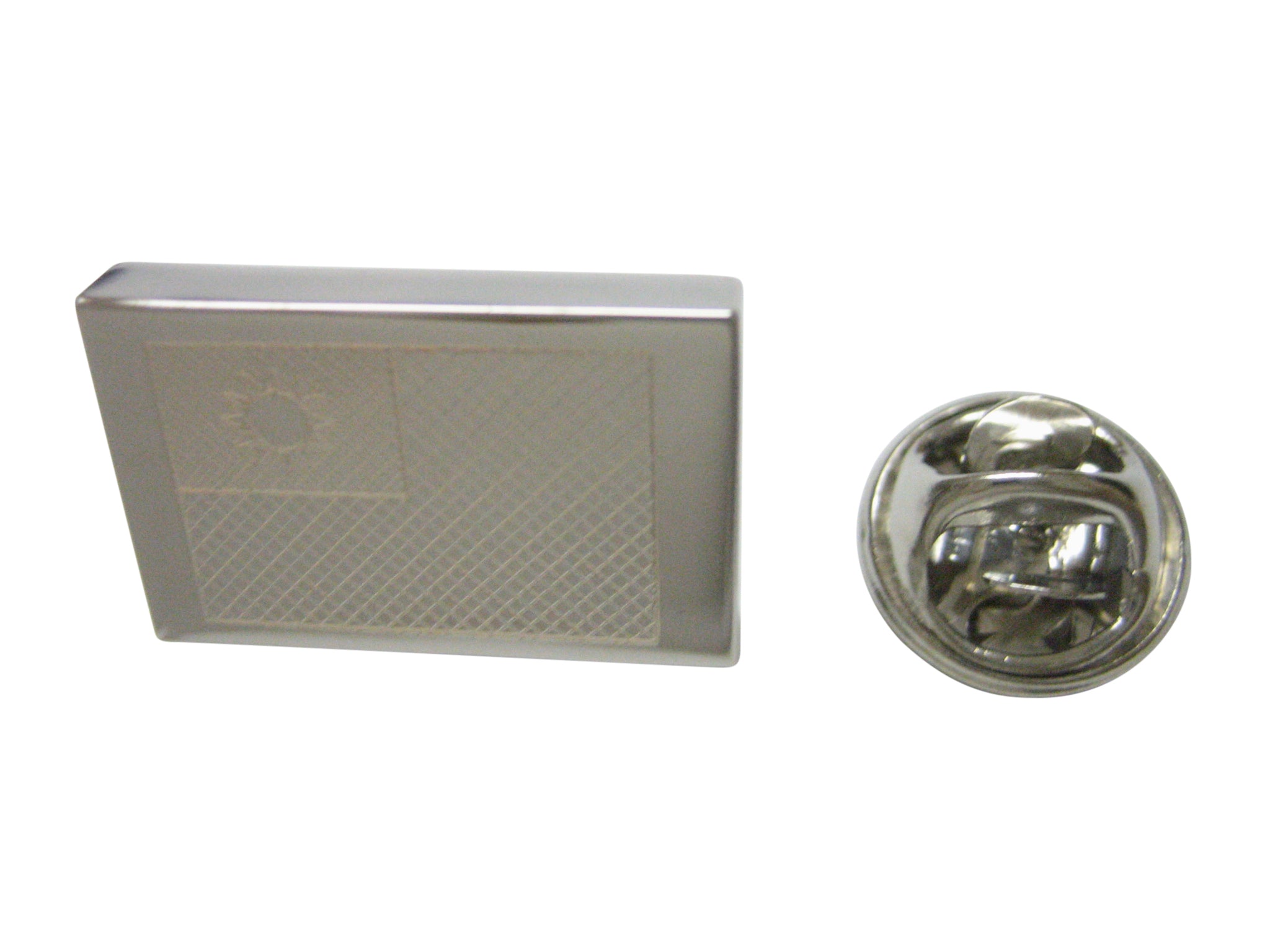 Silver Toned Etched Taiwan Flag Lapel Pin