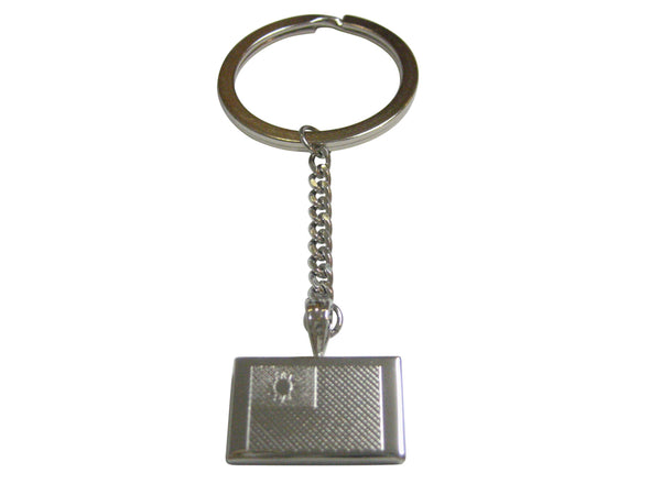 Silver Toned Etched Taiwan Flag Pendant Keychain