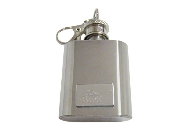Silver Toned Etched Tank 1 Oz. Stainless Steel Key Chain Flask