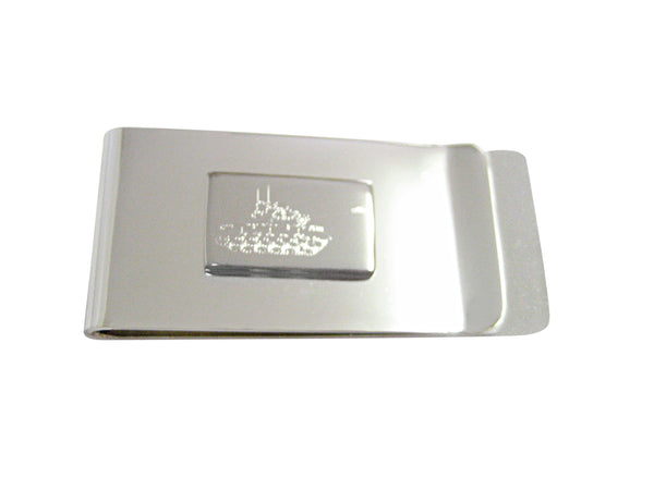 Silver Toned Etched Tank Money Clip