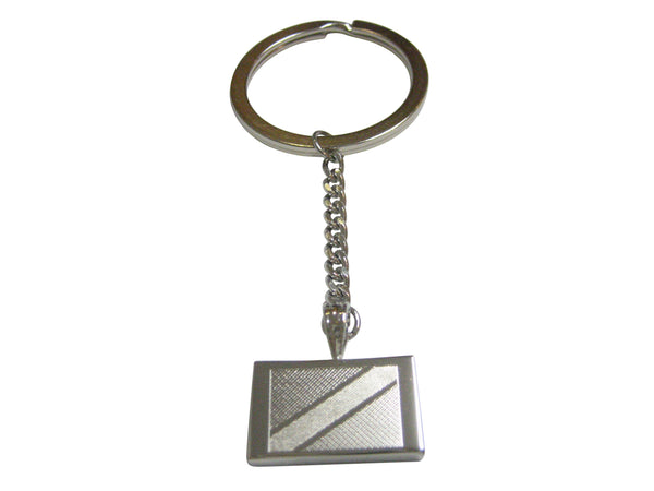 Silver Toned Etched Tanzania Flag Pendant Keychain