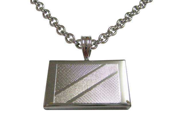 Silver Toned Etched Tanzania Flag Pendant Necklace
