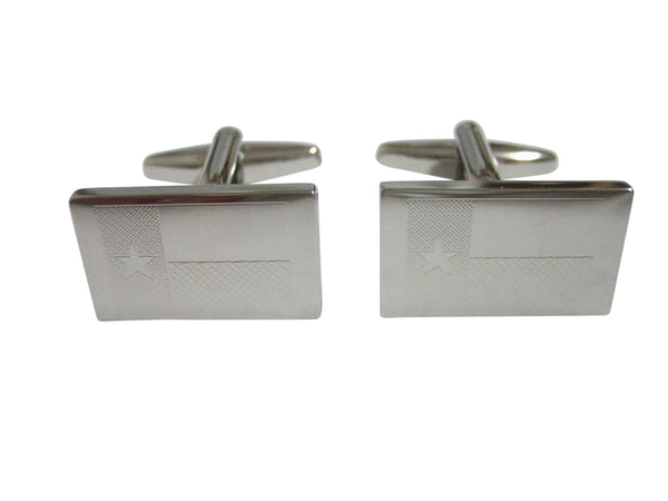 Silver Toned Etched Texas State Flag Cufflinks