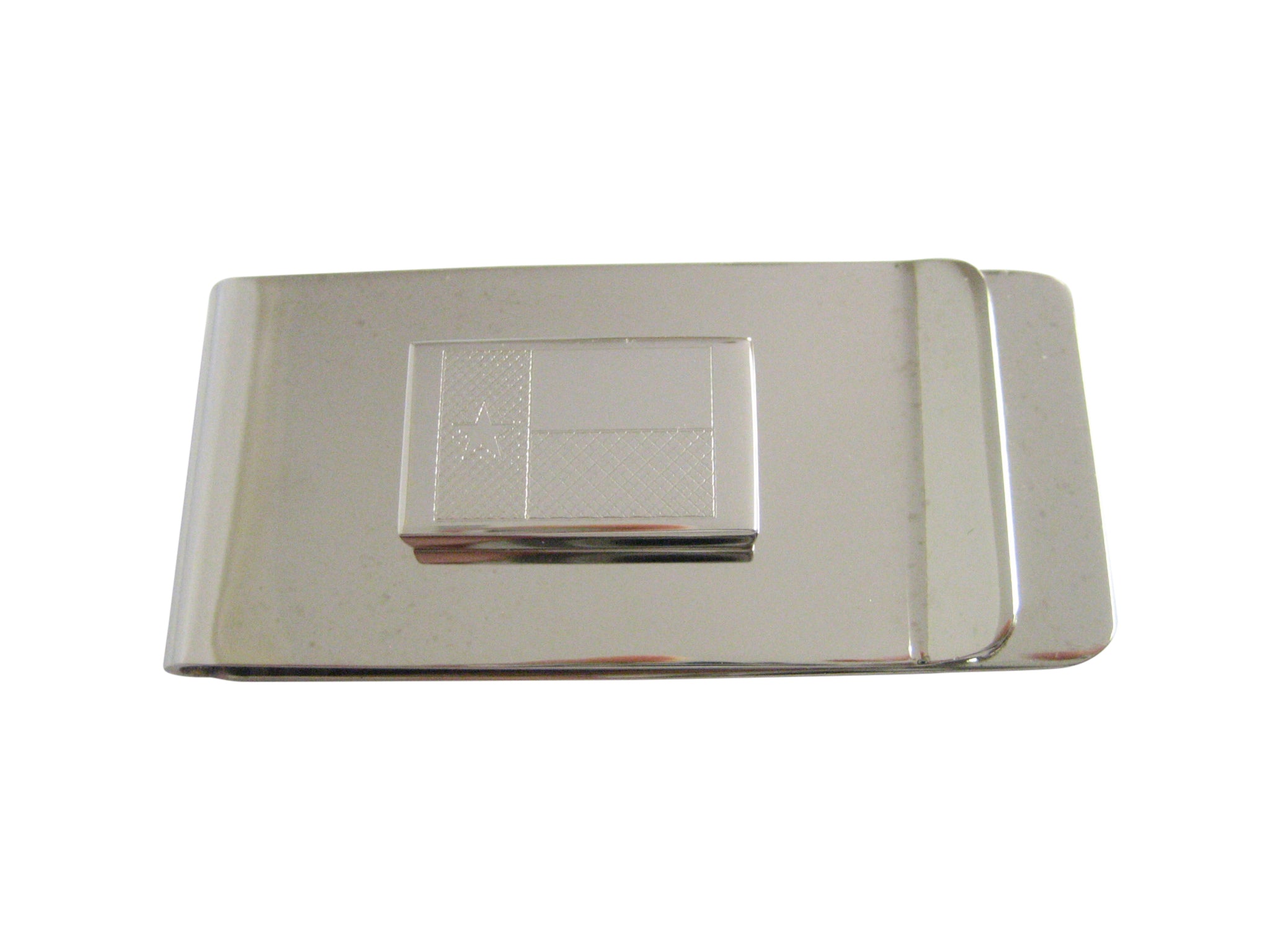 Silver Toned Etched Texas State Flag Money Clip