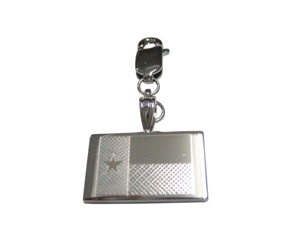 Silver Toned Etched Texas State Flag Pendant Zipper Pull Charm