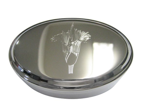Silver Toned Etched Titan Arum Corpse Flower Carnivorous Plant Oval Trinket Jewelry Box