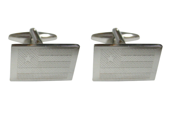 Silver Toned Etched Togo Flag Cufflinks