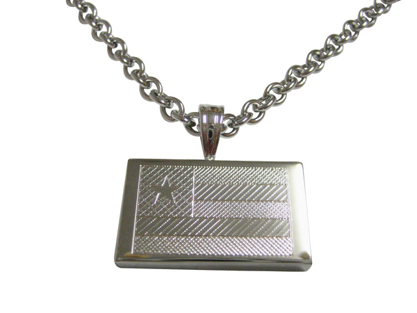 Silver Toned Etched Togo Flag Pendant Necklace