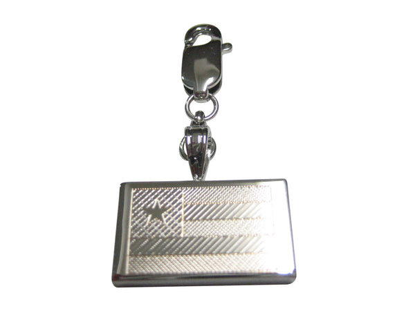 Silver Toned Etched Togo Flag Pendant Zipper Pull Charm