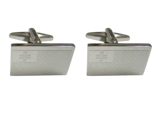 Silver Toned Etched Tonga Flag Cufflinks