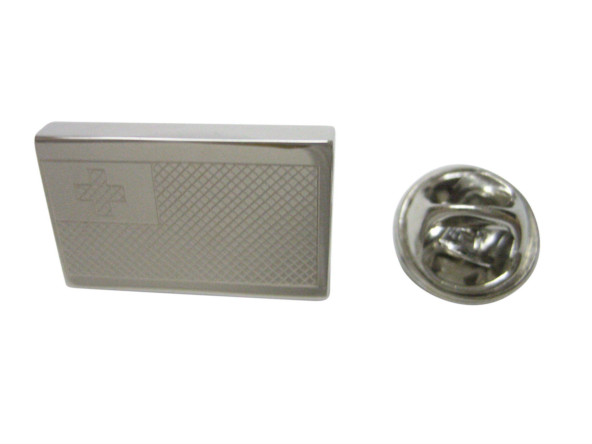 Silver Toned Etched Tonga Flag Lapel Pin