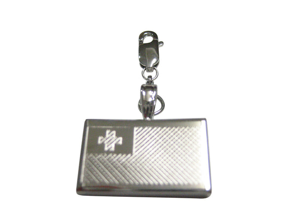 Silver Toned Etched Tonga Flag Pendant Zipper Pull Charm