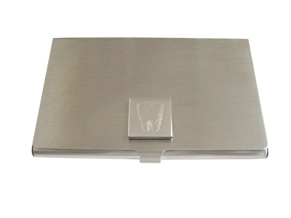 Silver Toned Etched Tooth Business Card Holder