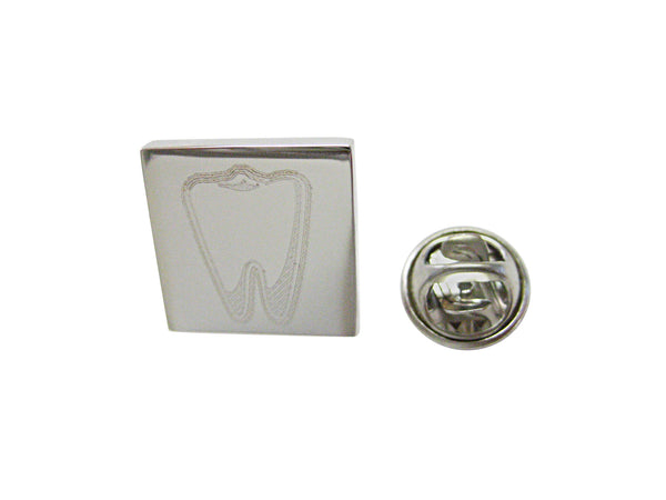 Silver Toned Etched Tooth Lapel Pin