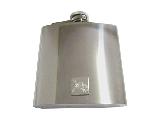 Silver Toned Etched Tortoise 6 Oz. Stainless Steel Flask