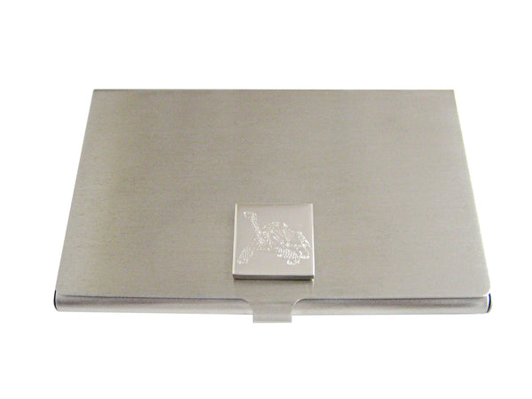 Silver Toned Etched Tortoise Business Card Holder