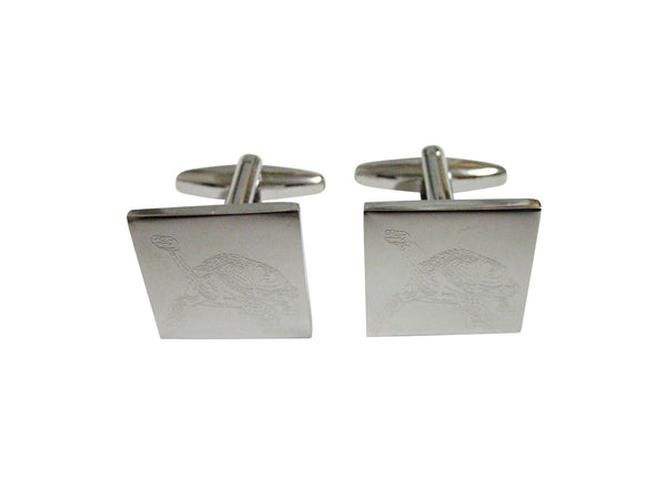 Silver Toned Etched Tortoise Cufflinks