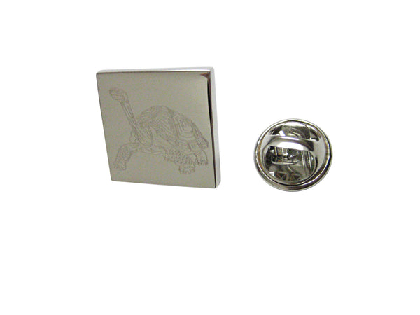 Silver Toned Etched Tortoise Lapel Pin