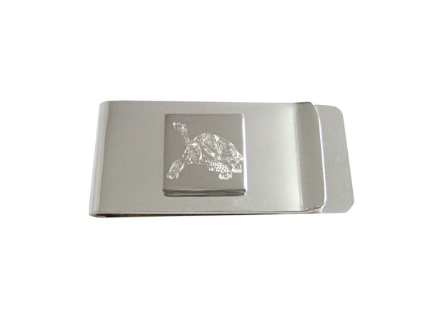 Silver Toned Etched Tortoise Money Clip