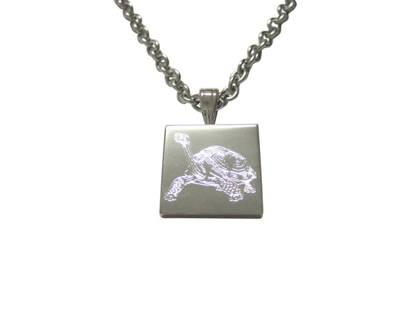 Silver Toned Etched Tortoise Necklace