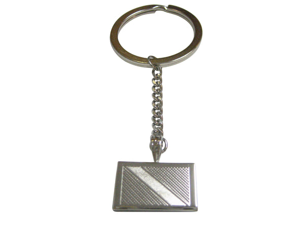 Silver Toned Etched Trinidad and Tobago Flag Pendant Keychain