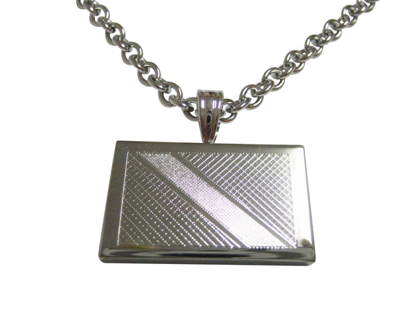 Silver Toned Etched Trinidad and Tobago Flag Pendant Necklace