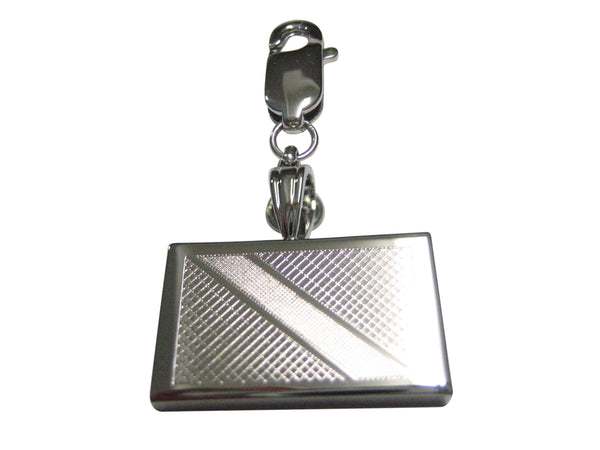 Silver Toned Etched Trinidad and Tobago Flag Pendant Zipper Pull Charm