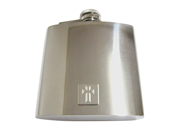 Silver Toned Etched Triple Cross 6 Oz. Stainless Steel Flask