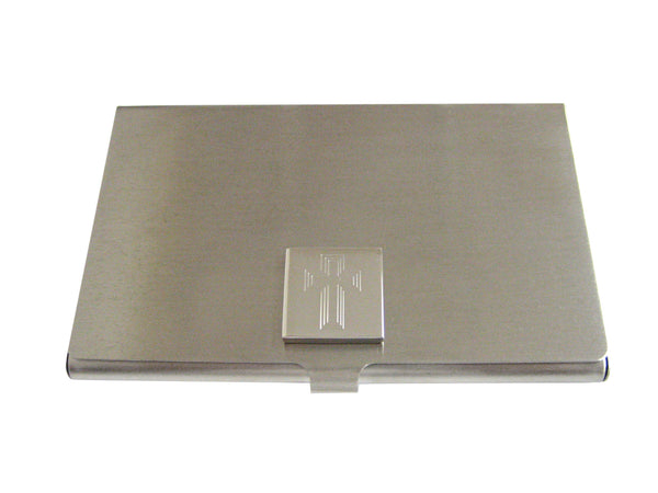 Silver Toned Etched Triple Cross Business Card Holder