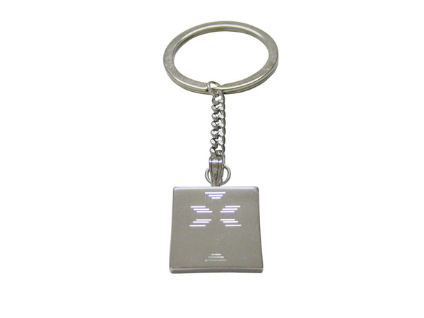 Silver Toned Etched Triple Cross Keychain