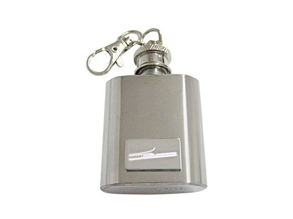 Silver Toned Etched Trombone Music Instrument 1 Oz. Stainless Steel Key Chain Flask