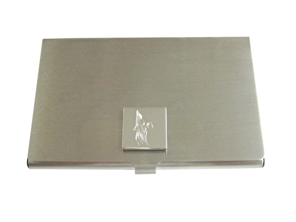 Silver Toned Etched Tropical Fish Business Card Holder