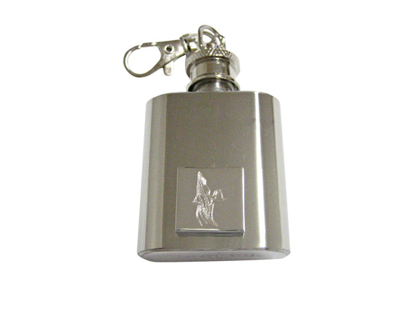 Silver Toned Etched Tropical Fish 1 Oz. Stainless Steel Key Chain Flask