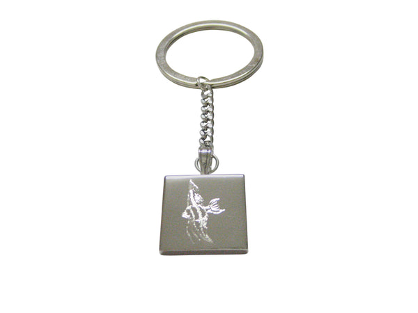 Silver Toned Etched Tropical Fish Keychain