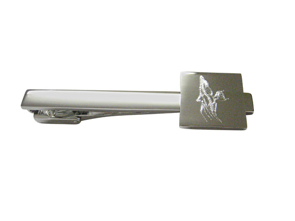 Silver Toned Etched Tropical Fish Square Tie Clip