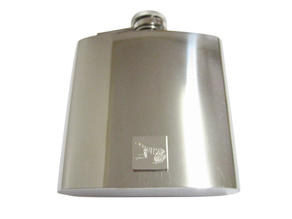 Silver Toned Etched Tropical Frog 6 Oz. Stainless Steel Flask