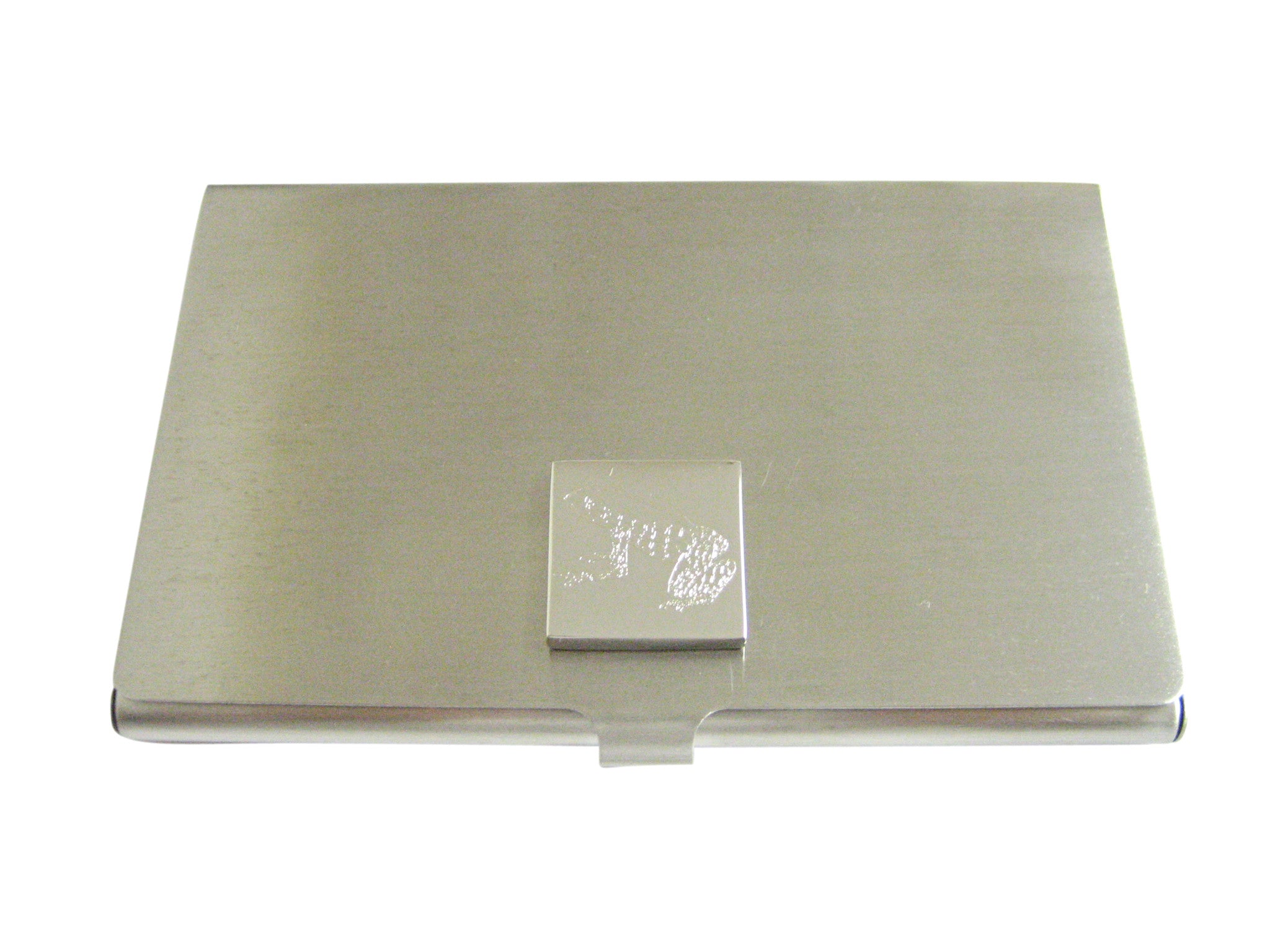 Silver Toned Etched Tropical Frog Business Card Holder