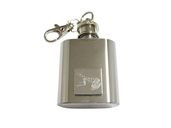 Silver Toned Etched Tropical Frog 1 Oz. Stainless Steel Key Chain Flask