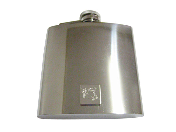Silver Toned Etched Tropical Frog On Tree 6 Oz. Stainless Steel Flask