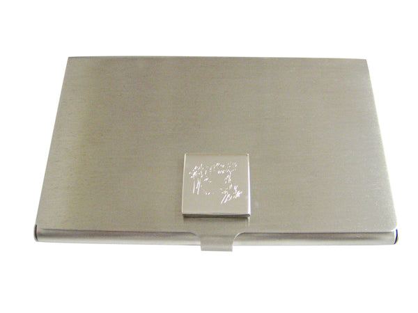 Silver Toned Etched Tropical Frog On Tree Business Card Holder