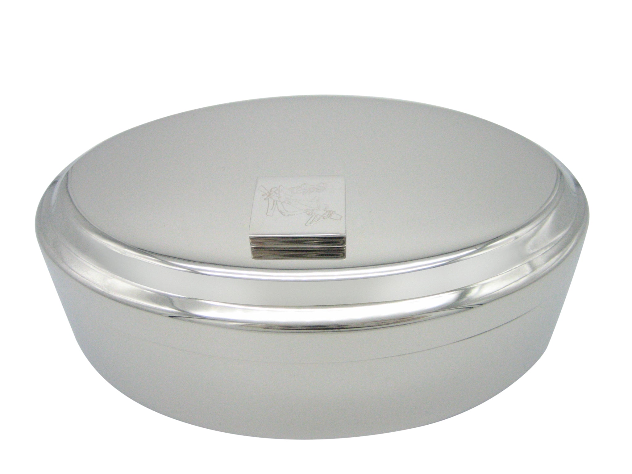 Silver Toned Etched Tropical Frog On Tree Pendant Oval Trinket Jewelry Box