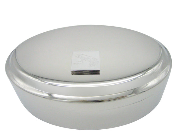 Silver Toned Etched Tropical Frog Pendant Oval Trinket Jewelry Box