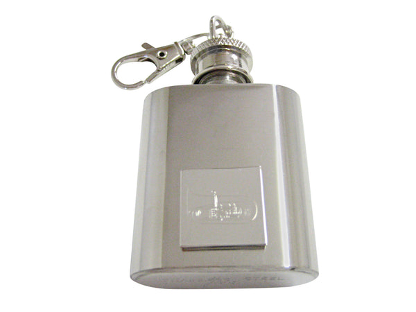 Silver Toned Etched Tuba Music Instrument 1 Oz. Stainless Steel Key Chain Flask