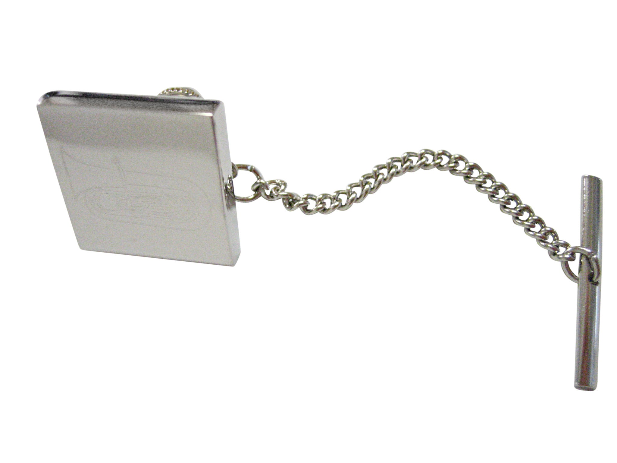 Silver Toned Etched Tuba Music Instrument Tie Tack