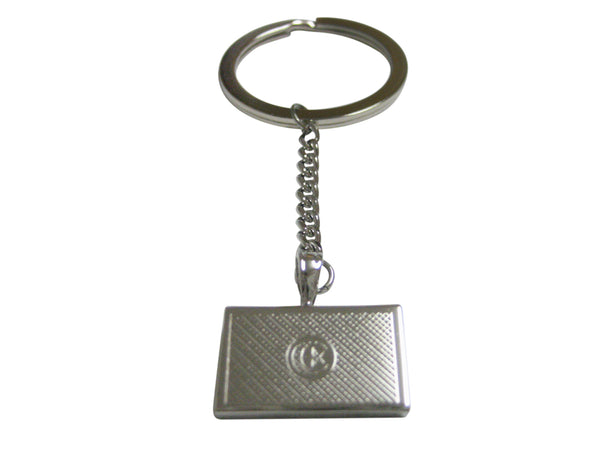 Silver Toned Etched Tunisia Flag Pendant Keychain